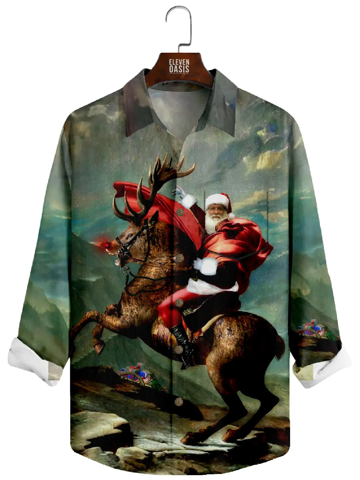 Men's Christmas Napoleon Santa Long Sleeve Shirt Eleven Oasis