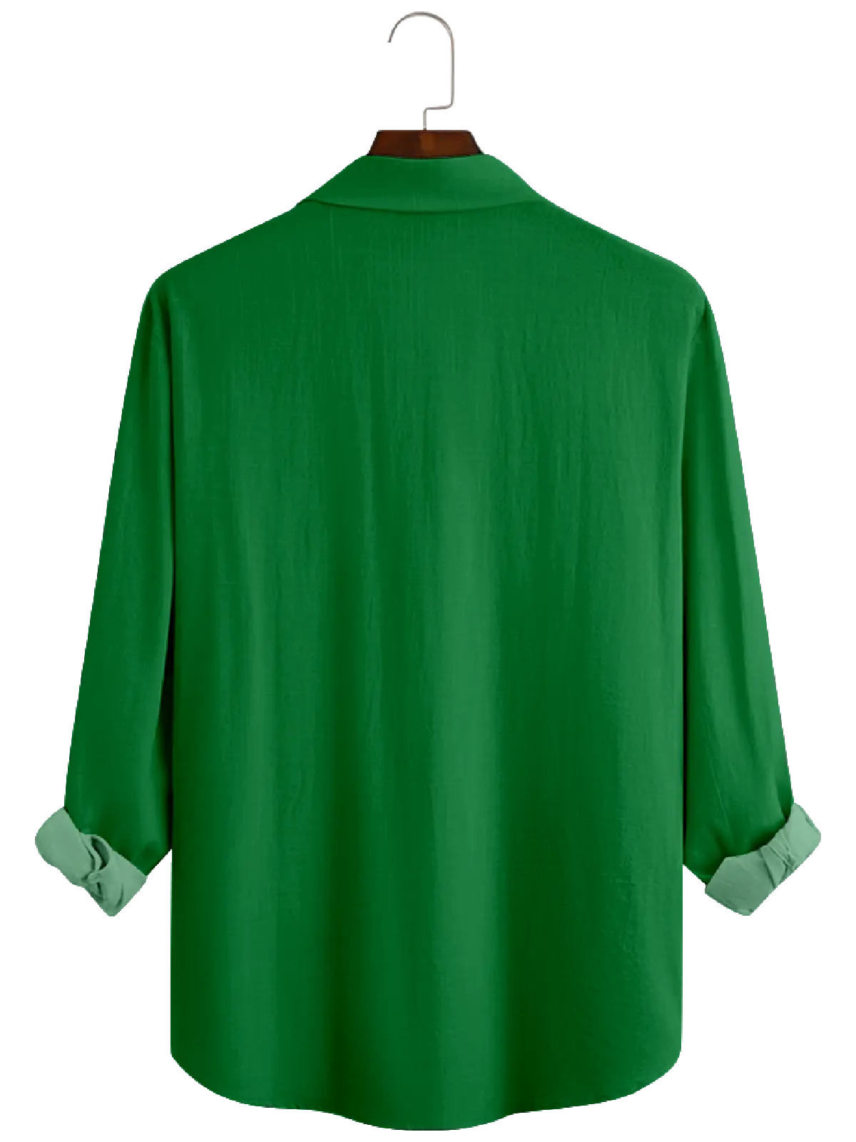 Men's Christmas Santa Carrying Green Long Sleeve Shirt Eleven Oasis