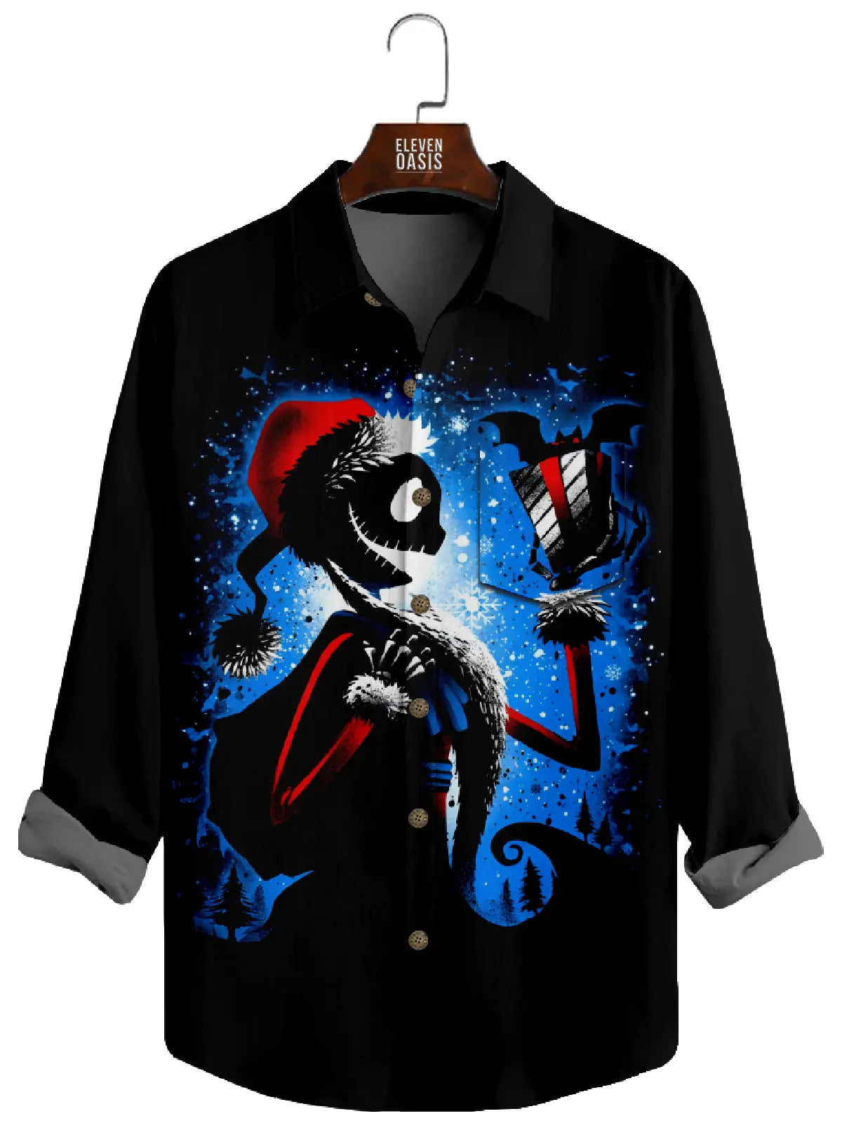 Men's Jack Skellington Christmas Gift Long Sleeve Shirt Eleven Oasis