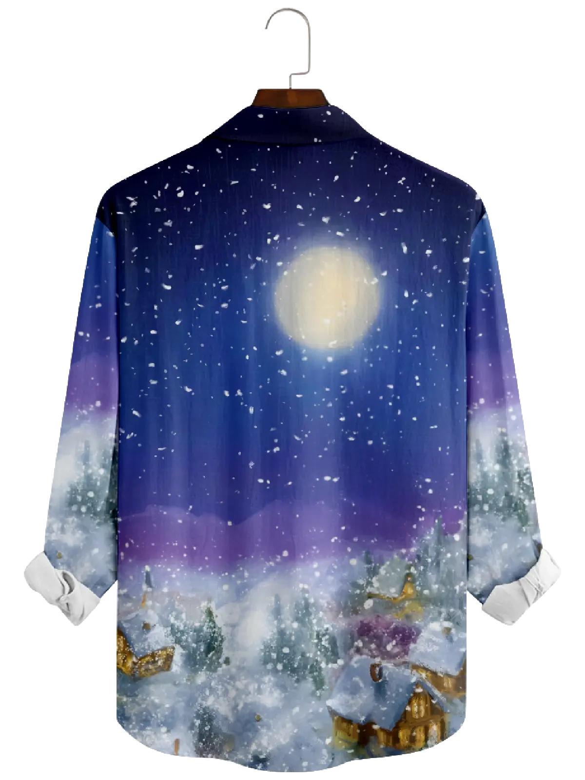 Men's Christmas Night Santa Sending Present  Long Sleeve Shirt Eleven Oasis