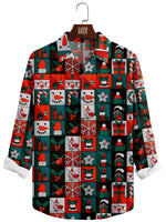 Men's Christmas Patchwork Long Sleeve Shirt Eleven Oasis