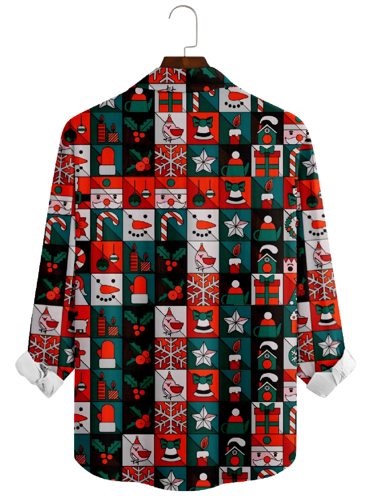 Men's Christmas Patchwork Long Sleeve Shirt Eleven Oasis