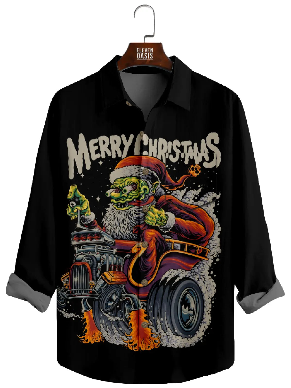 Men's Christmas Monster Santa Long Sleeve Shirt Eleven Oasis