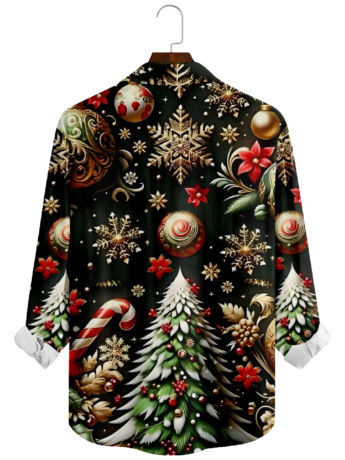 Men's Merry Christmas Black Base Long Sleeve Shirt Eleven Oasis