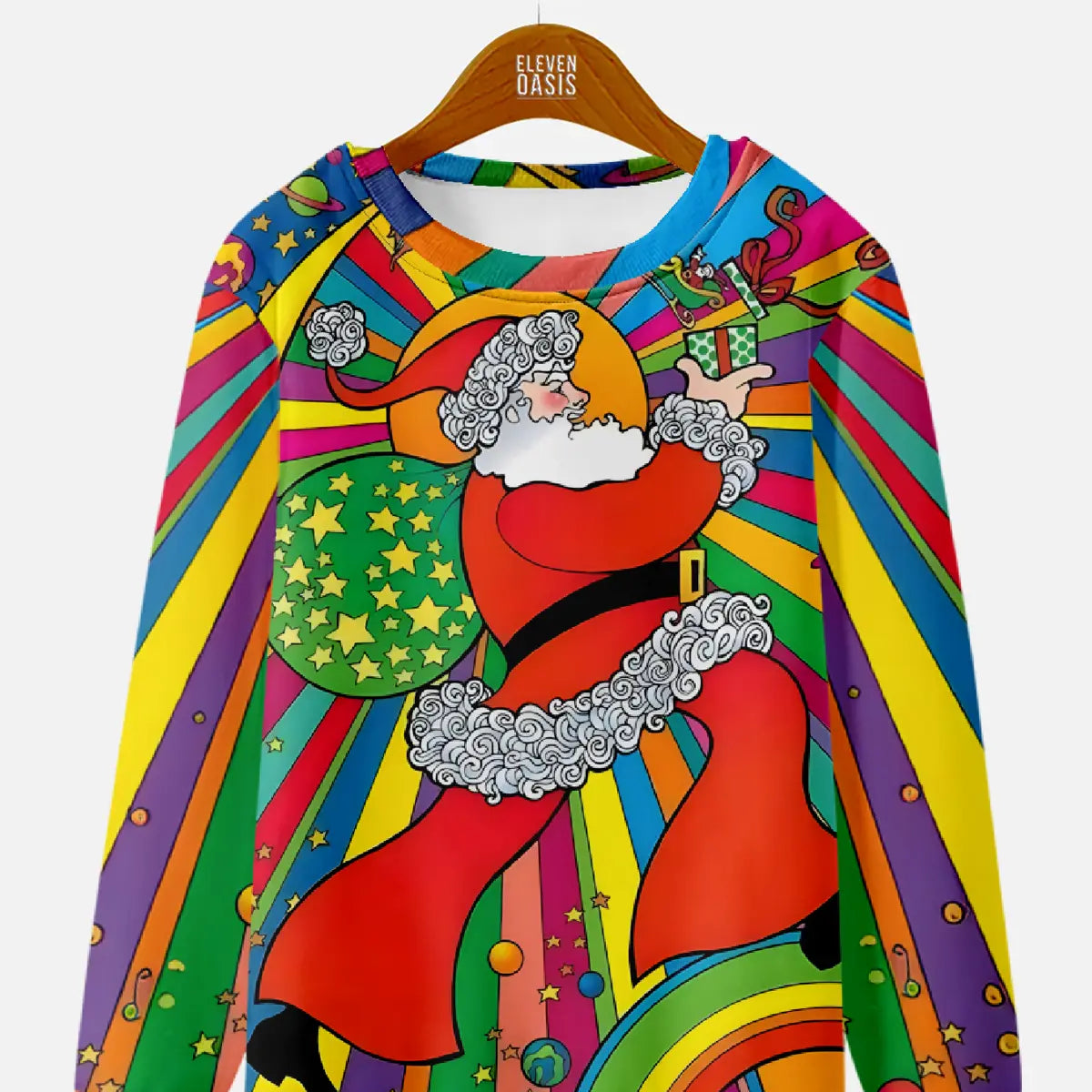Men's Colorful Santa Claus Crew Sweatshirt Eleven Oasis