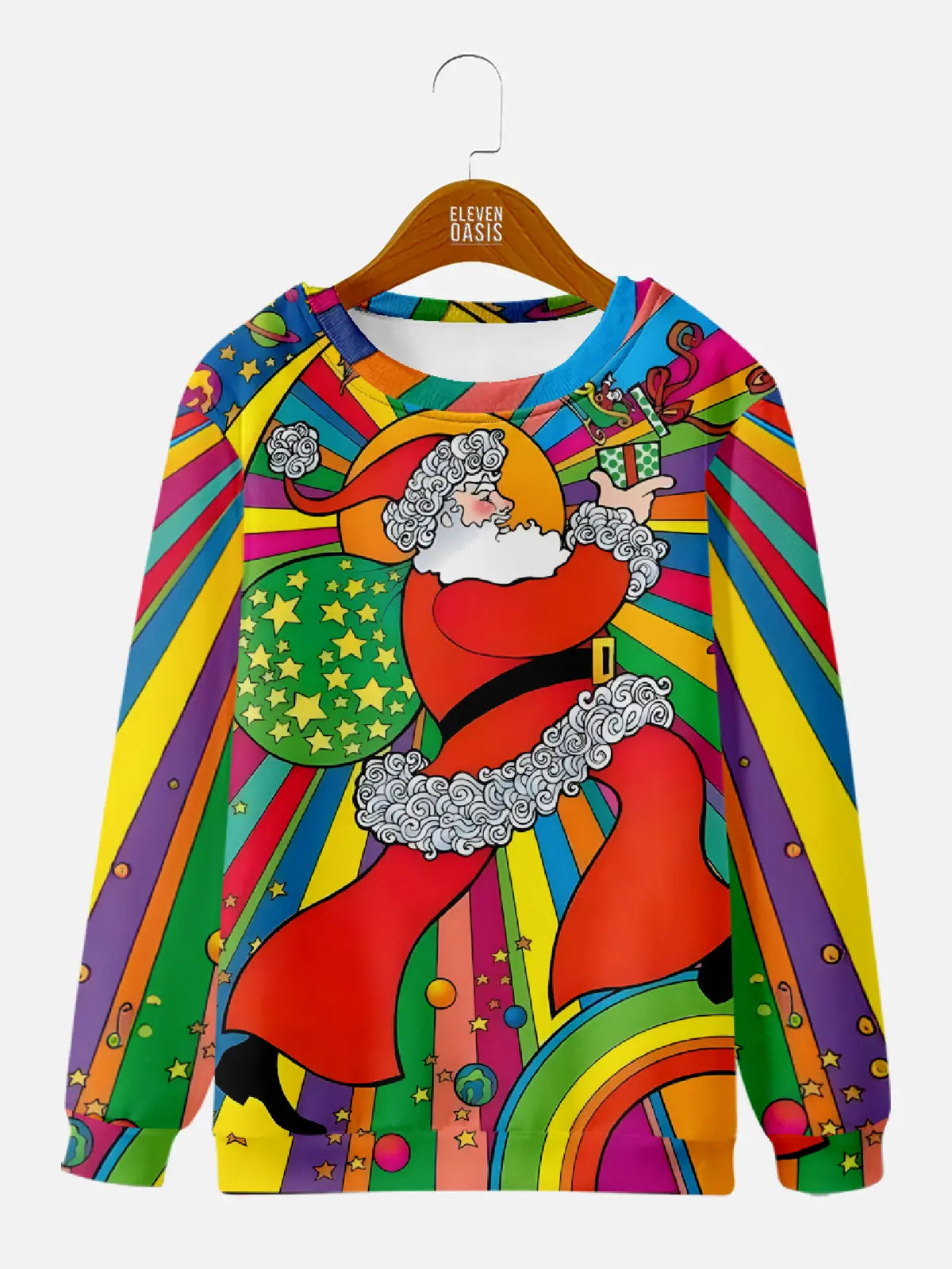 Men's Colorful Santa Claus Crew Sweatshirt Eleven Oasis