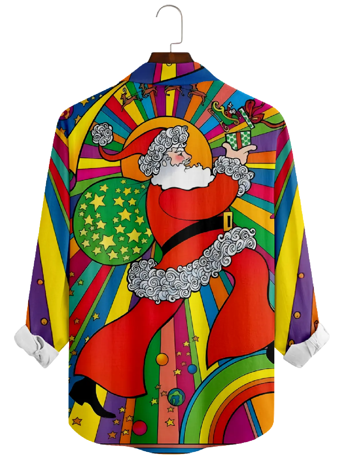 Men's Colorful Santa Claus Long Sleeve Shirt Eleven Oasis