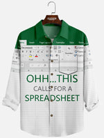 Men's Office Humor Excel Spreadsheet Short Sleeve Shirt ElevenOasis