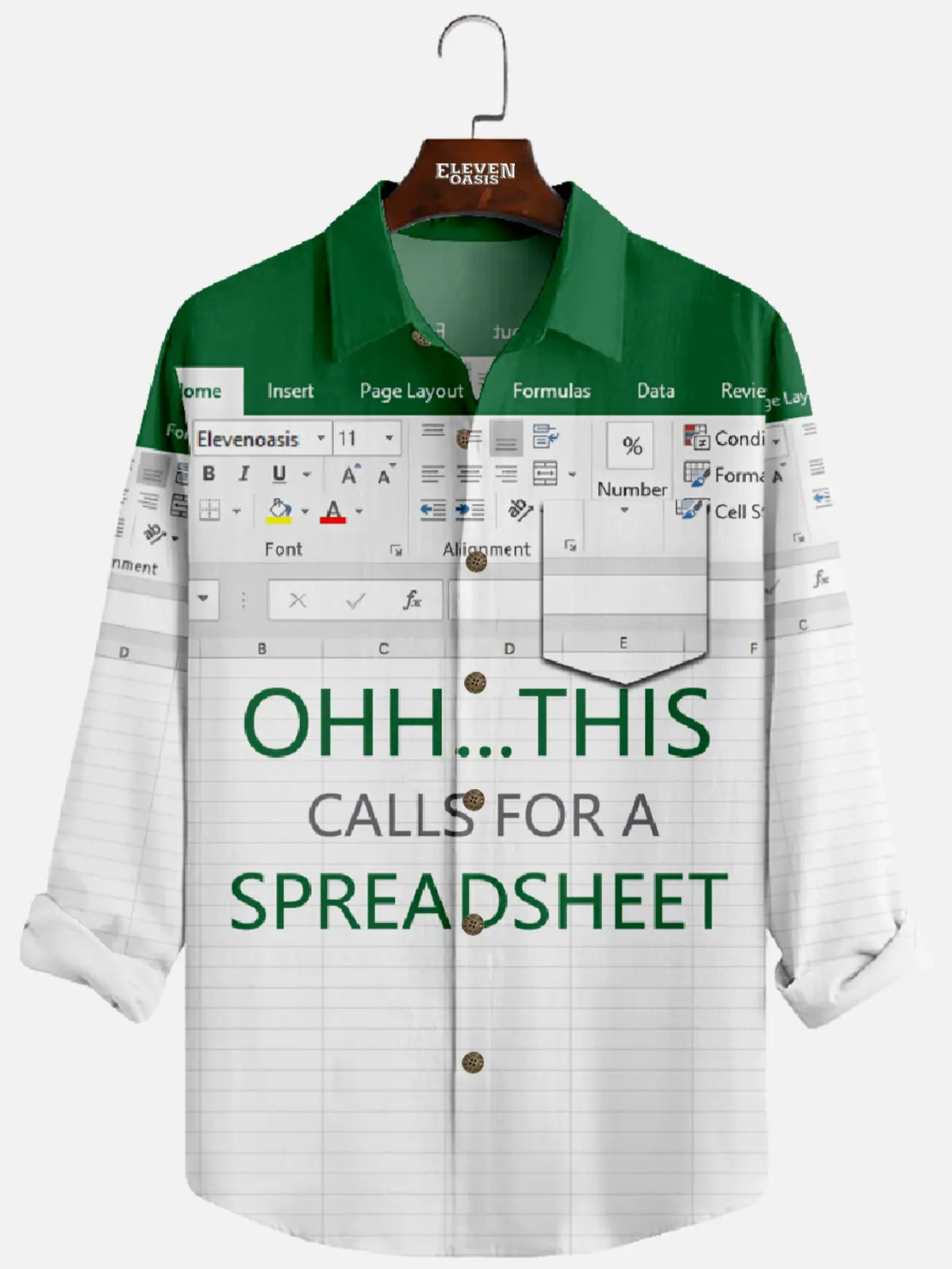 Men's Office Humor Excel Spreadsheet Short Sleeve Shirt ElevenOasis