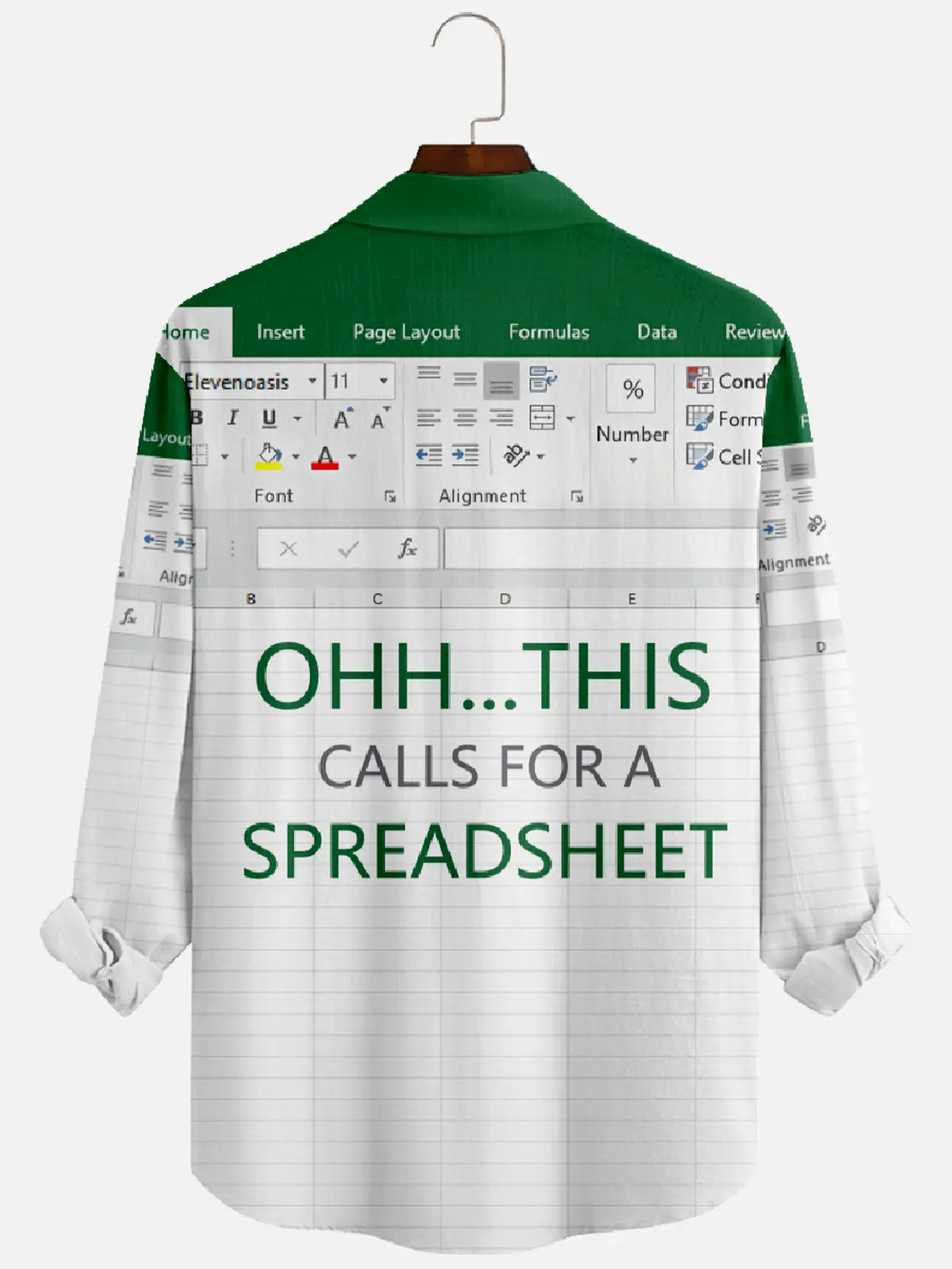 Men's Office Humor Excel Spreadsheet Long Sleeve Shirt Eleven Oasis