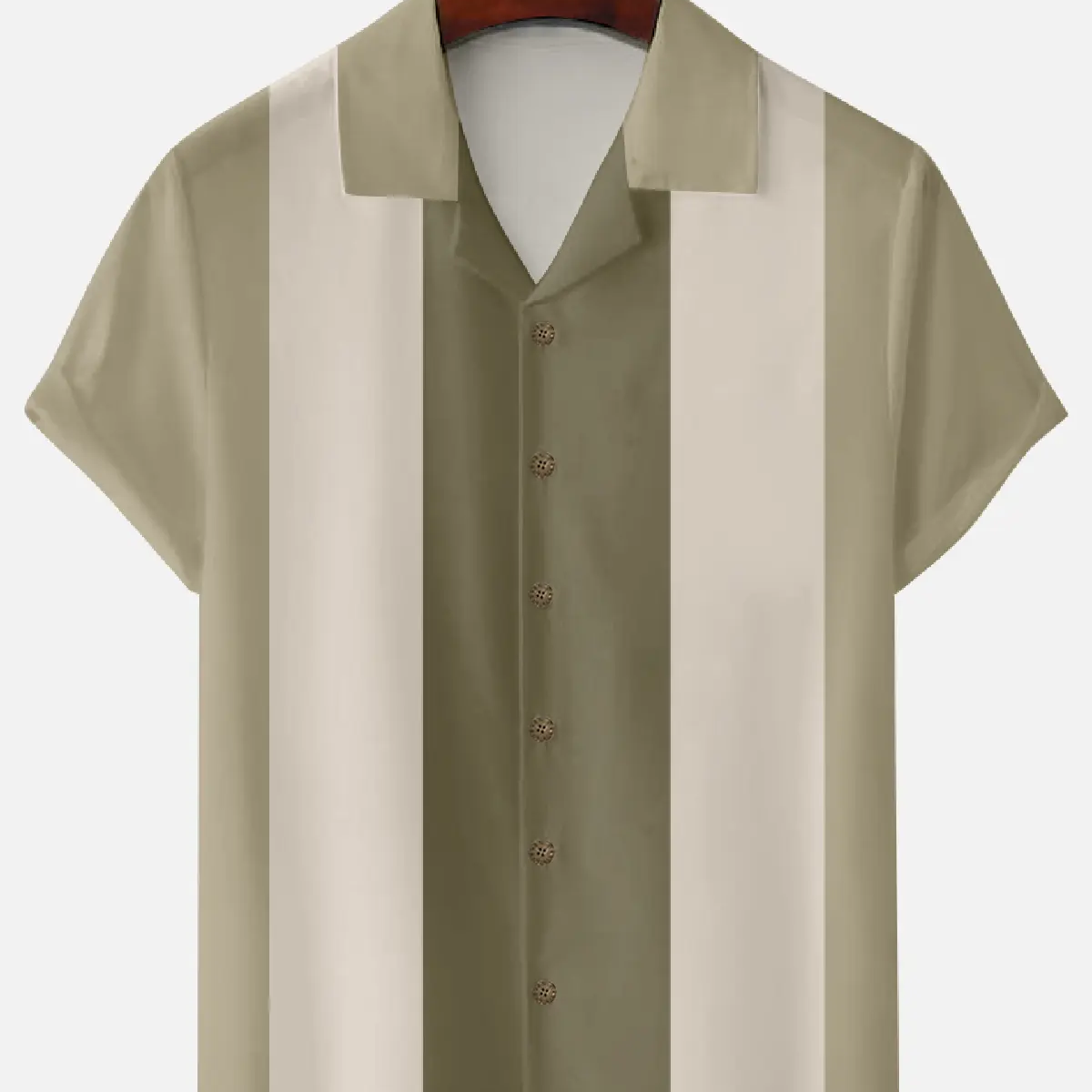 Men's Morandi Color block Panel Stripe Camp Collar Short Sleeve Shirt ElevenOasis