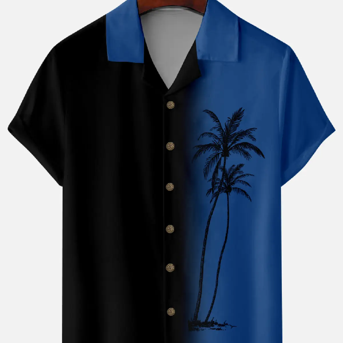 Men's Gradient Palm Tree Hawaiian Camp Collar Short Sleeve Shirt Eleven Oasis
