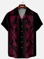 Men's Vintage Pinstripe Camp Collar Short Sleeve Shirt ElevenOasis