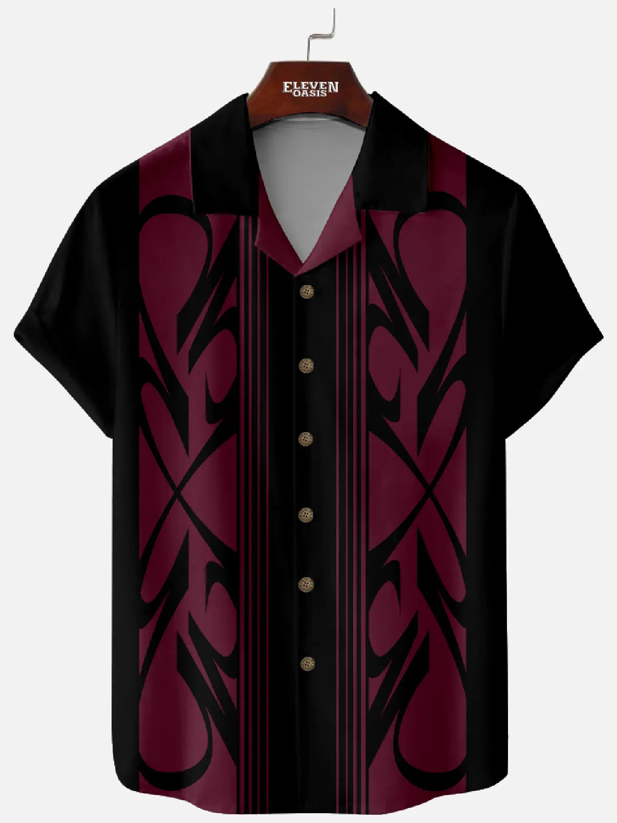 Men's Vintage Pinstripe Camp Collar Short Sleeve Shirt ElevenOasis