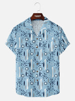 Men??s Mid-Century Modern Art Geometric Camp Collar Short Sleeve Shirt