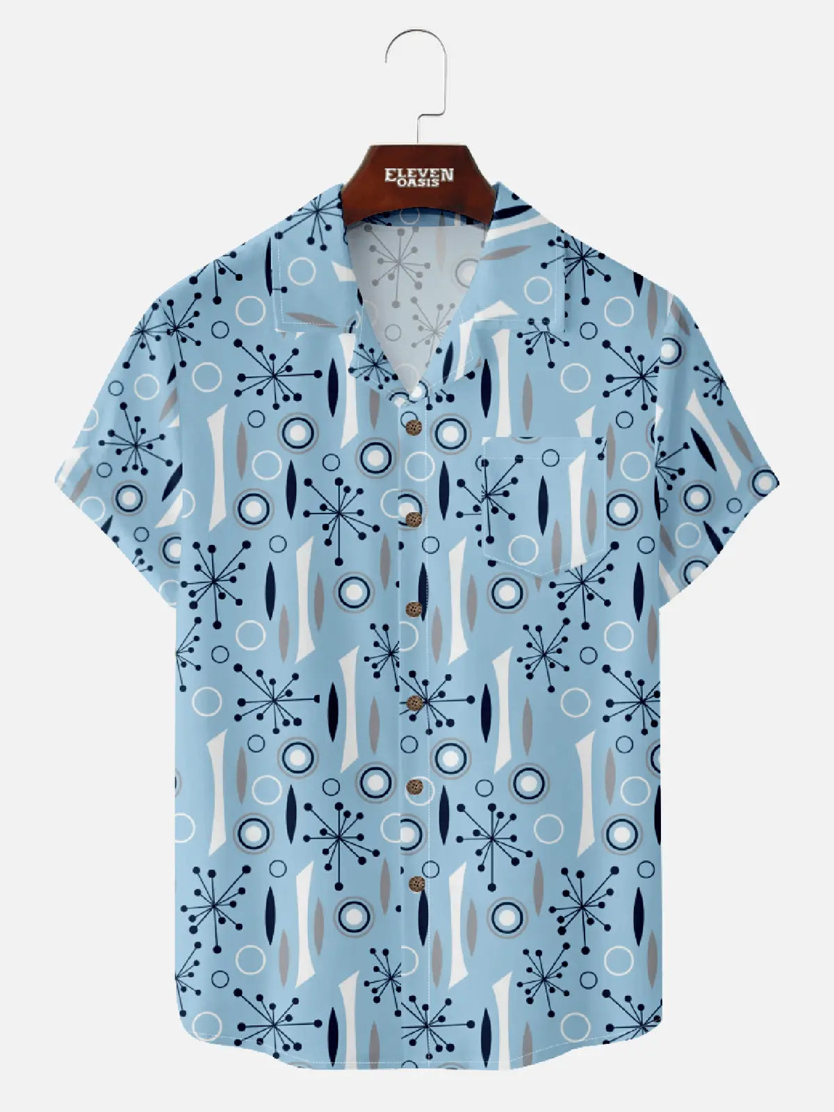 Men¡®s Mid-Century Modern Art Geometric Camp Collar Short Sleeve Shirt