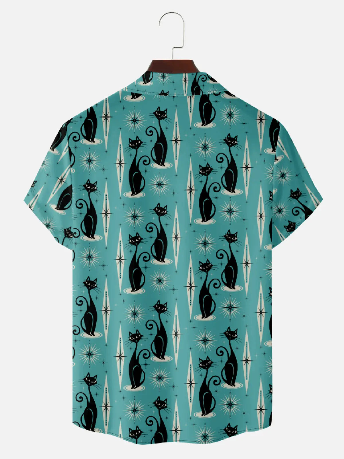 Men's Mid-Century Atomic Cat Short Sleeve Shirt Eleven Oasis