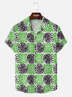 Men's Tiki-Inspired Tribal Hawaiian Short Sleeve Shirt - Cosmo Kramer Wardrobe Eleven Oasis