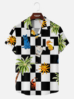 Men's Checkerboard Hawaiian Short Sleeve Shirt - Cosmo Kramer Wardrobe Eleven Oasis