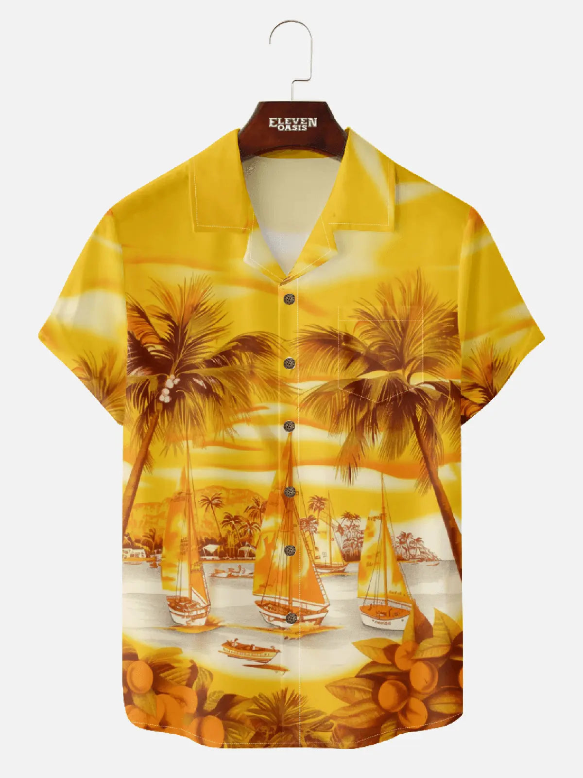 Men's Golden Sunset Paradise Hawaiian Short Sleeve Shirt - Magnum, P.I. Wardrobe ElevenOasis