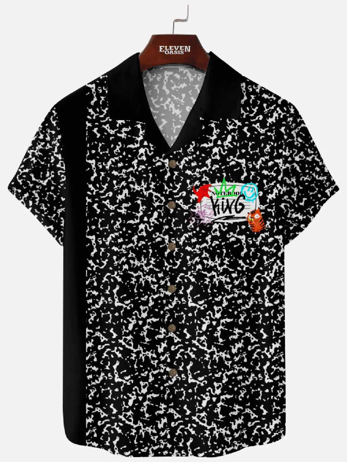 Men's Vintage Composition Book Marbled Short Sleeve Shirt Eleven Oasis