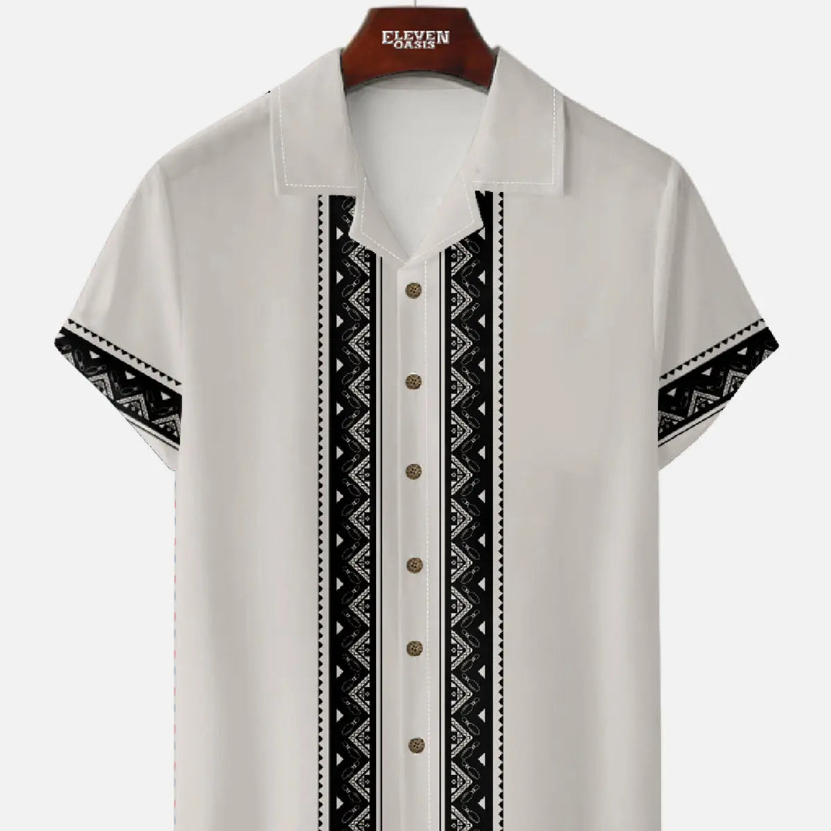 Men's Geometric Border Trim Short Sleeve Shirt Eleven Oasis