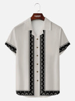 Men's Geometric Border Trim Short Sleeve Shirt Eleven Oasis