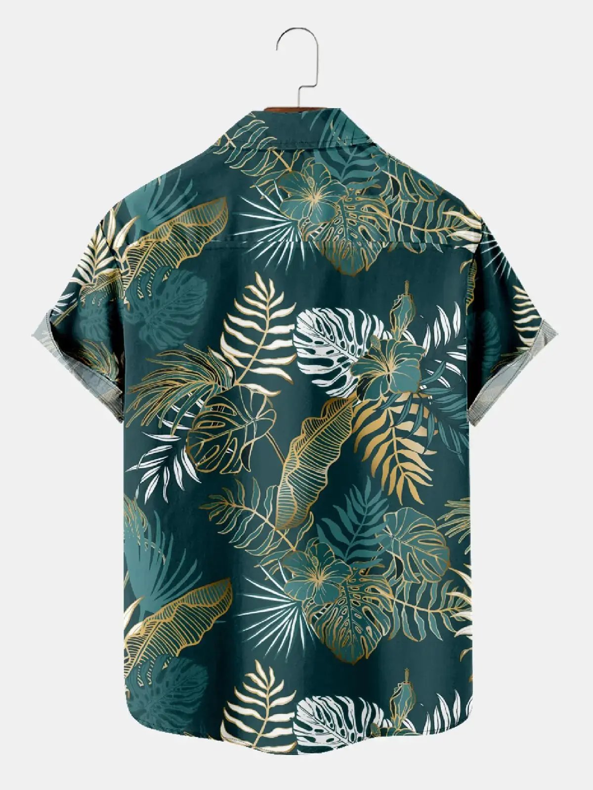 Men's Golden Leaf Jungle Hawaiian Short Sleeve Shirt ElevenOasis