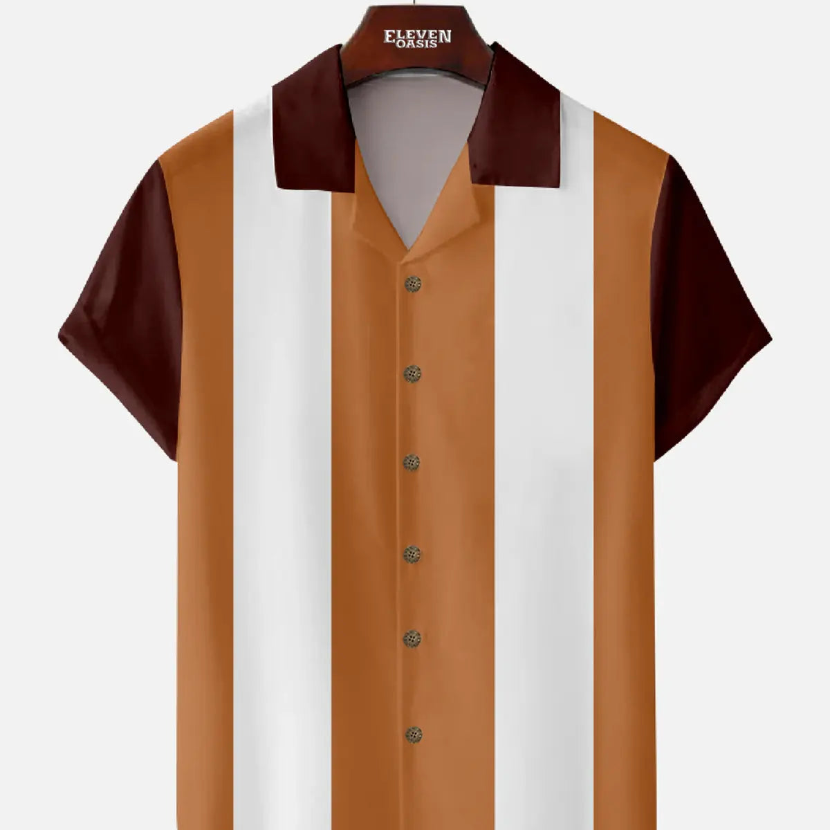 Men's Retro Color Block Panel Short Sleeve Shirt Eleven Oasis