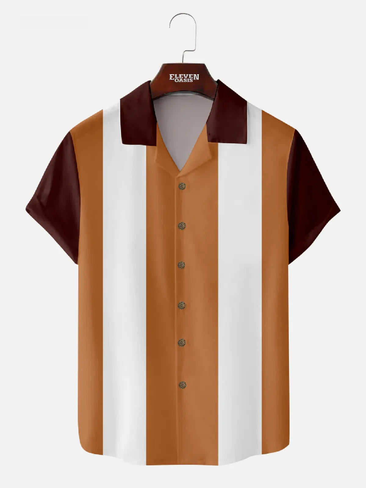 Men's Retro Color Block Panel Short Sleeve Shirt Eleven Oasis