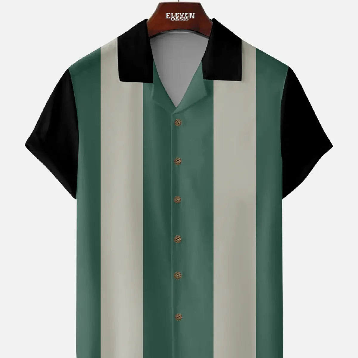 Men's Retro Color Block Panel Short Sleeve Shirt Eleven Oasis