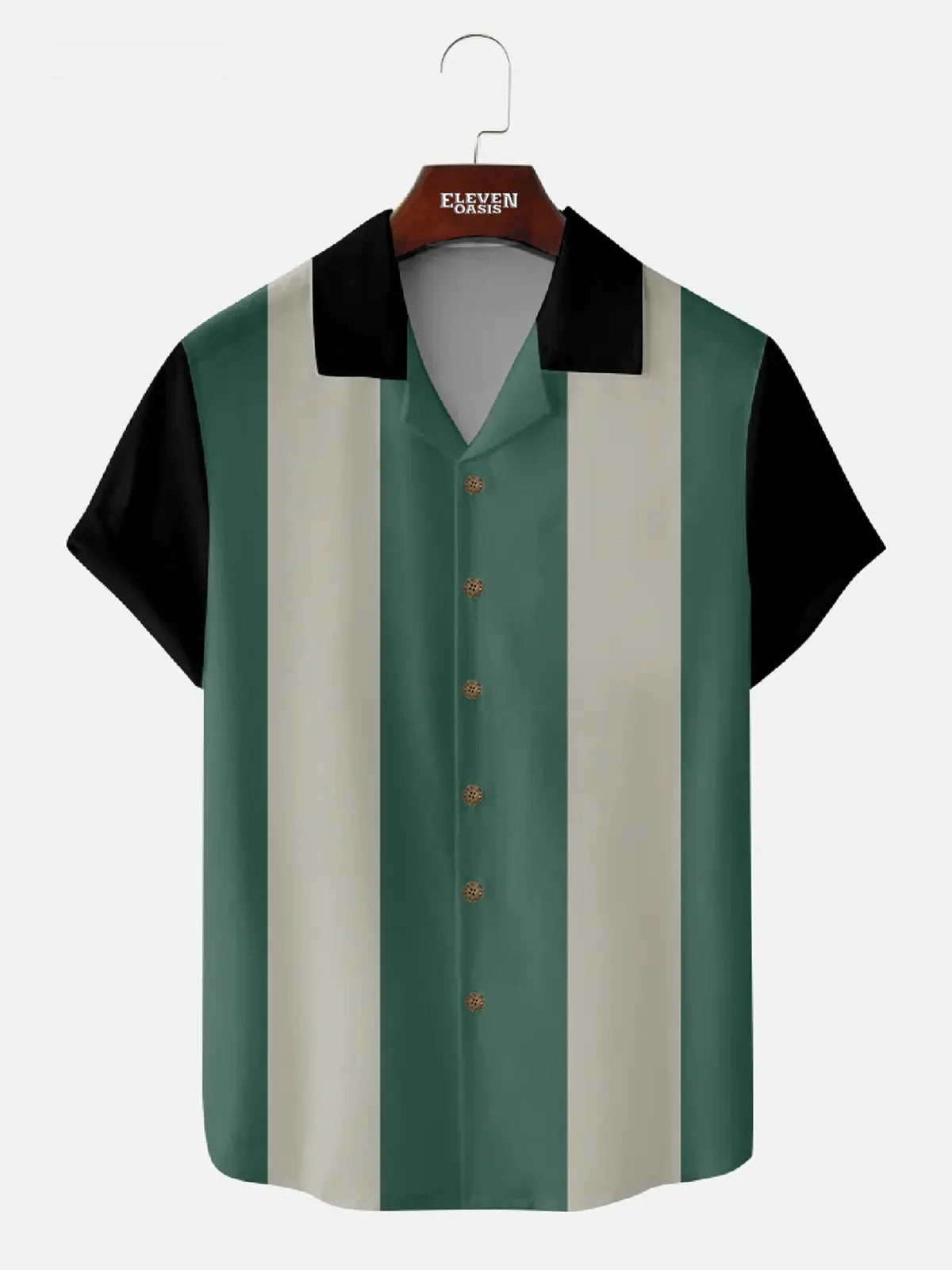 Men's Retro Color Block Panel Short Sleeve Shirt Eleven Oasis