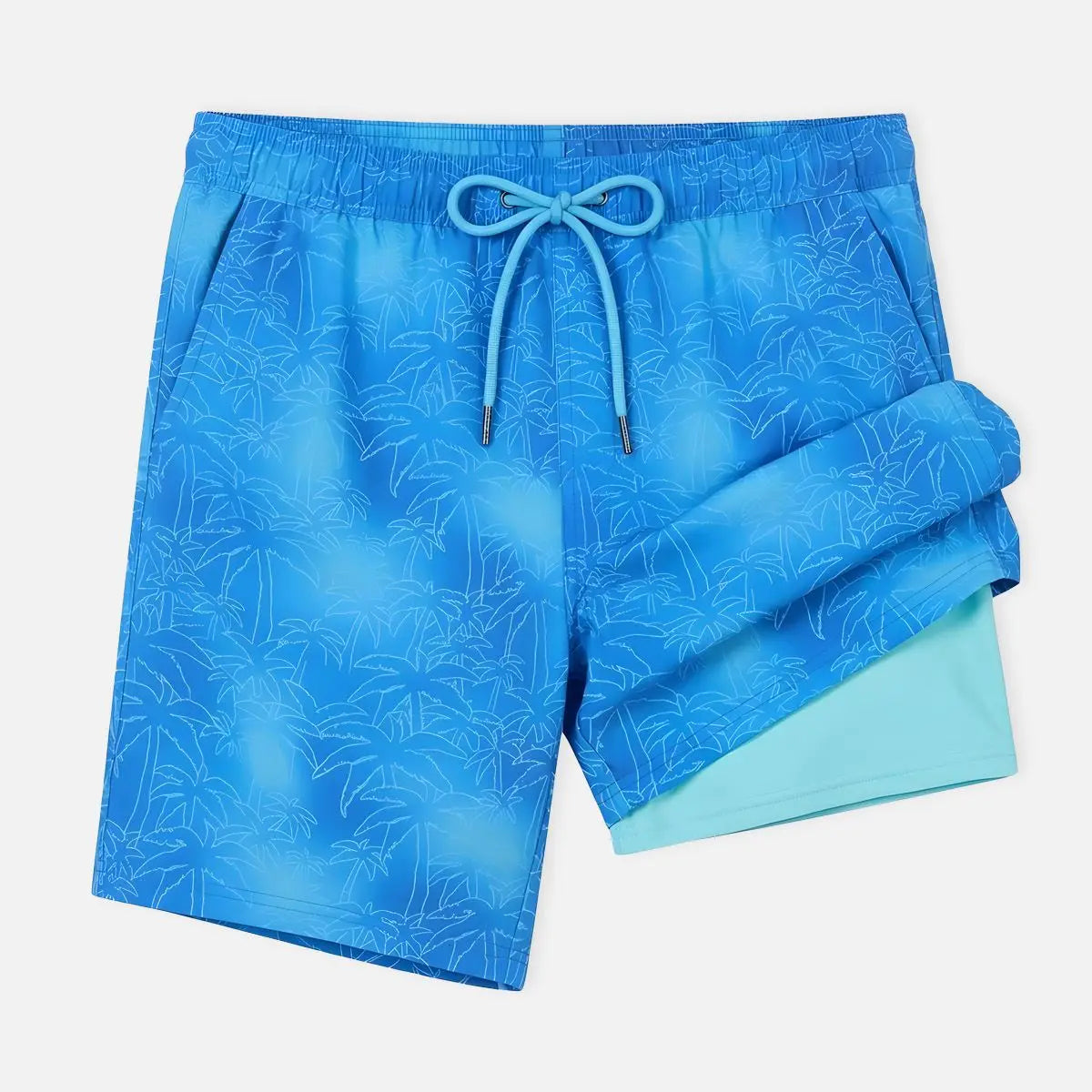 Men's Slim Fit Tropical Print Swim Trunks Eleven Oasis