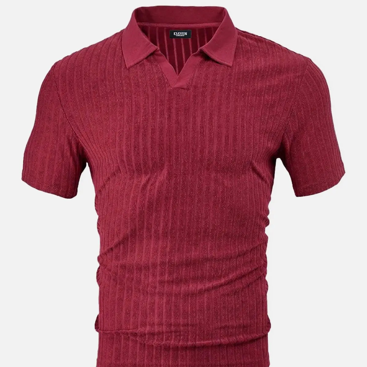Men's Slim Fit Textured Open Collar Polo Shirt Eleven Oasis