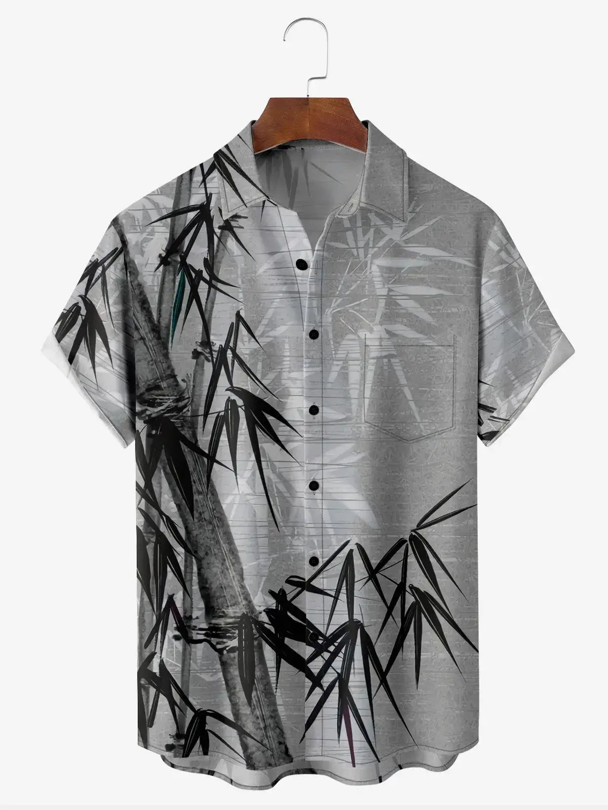 Men's Bamboo Print Short Sleeve Casual ShirtMens short sleeve shirts Big and tall Mens shirts Short sleeve shirts for men Mens 4xl shirts Casual short sleeve shirts