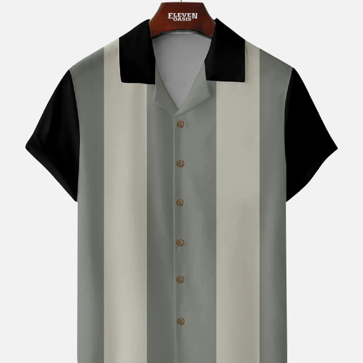 Men's Retro Color Block Panel Short Sleeve Shirt Eleven Oasis