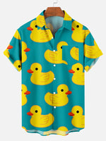 Little Yellow Duck Pattern Men's Hawaii Short Sleeve ShirtMens short sleeve shirts Big and tall Mens shirts Short sleeve shirts for men Mens 4xl shirts Casual short sleeve shirts