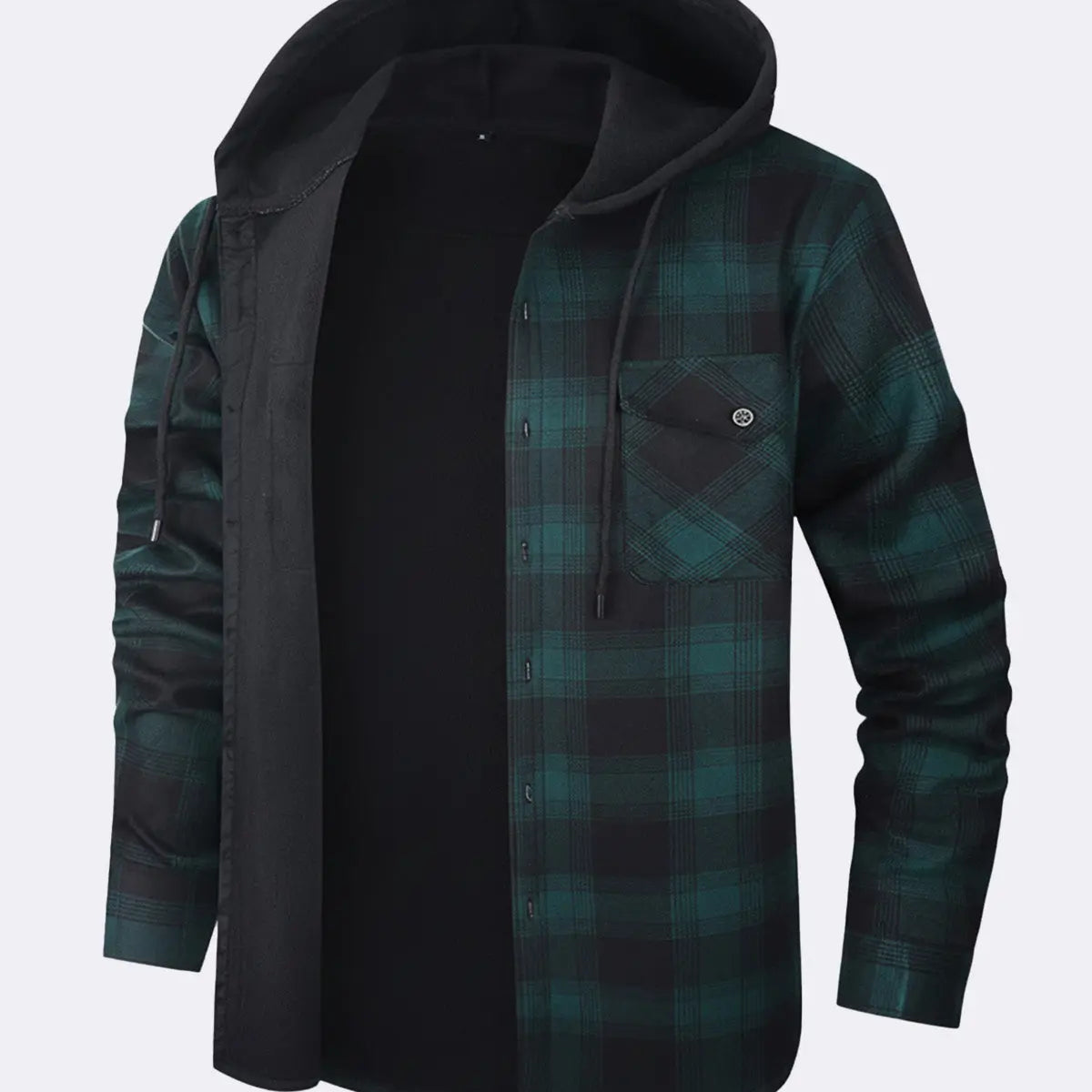 Men's Hooded Fleece Lined Flannel Shirt Jacket ElevenOasis