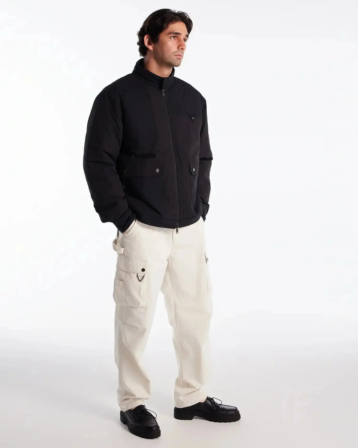 KOLAB Men's Mix Fabric Padded Crew Jacket KOLAB
