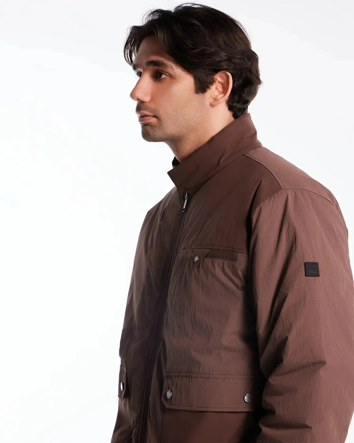 KOLAB Men's Mix Fabric Padded Crew Jacket KOLAB
