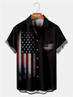 Mens Independence Day Print Casual Breathable Short Sleeve Shirt American Flag Novelty ElevenOasis