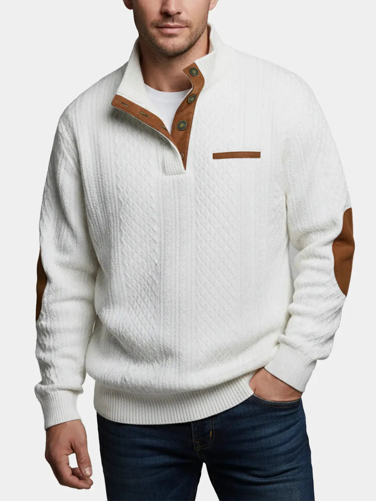 Men's Cable Knit Pullover Sweater ElevenOasis