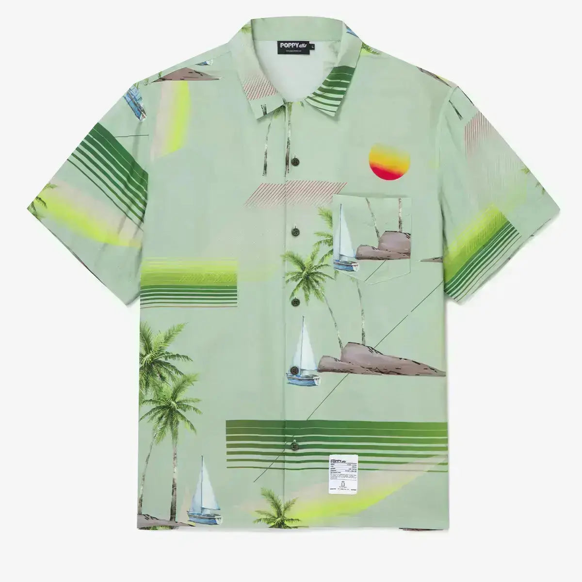 POPPY ATLR Men's Island Hopping Aloha ShirtMens short sleeve shirts Big and tall Mens shirts Short sleeve shirts for men Mens 4xl shirts Casual short sleeve shirts