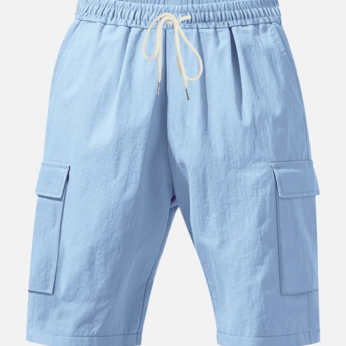 Men's Solid Color Linen Shorts Waist Drawstring Cargo Shorts ElevenOasis
