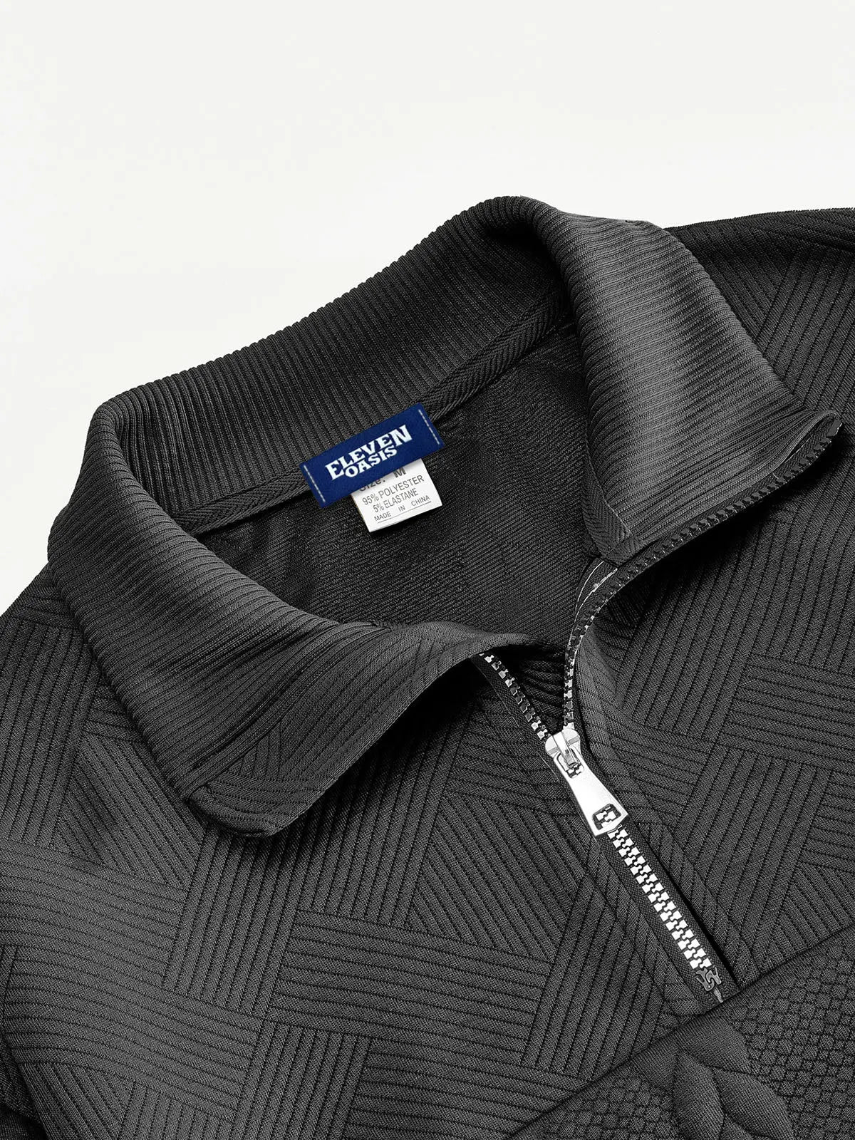 Men's Quarter-Zip Textured Pullover Sweatshirt ElevenOasis