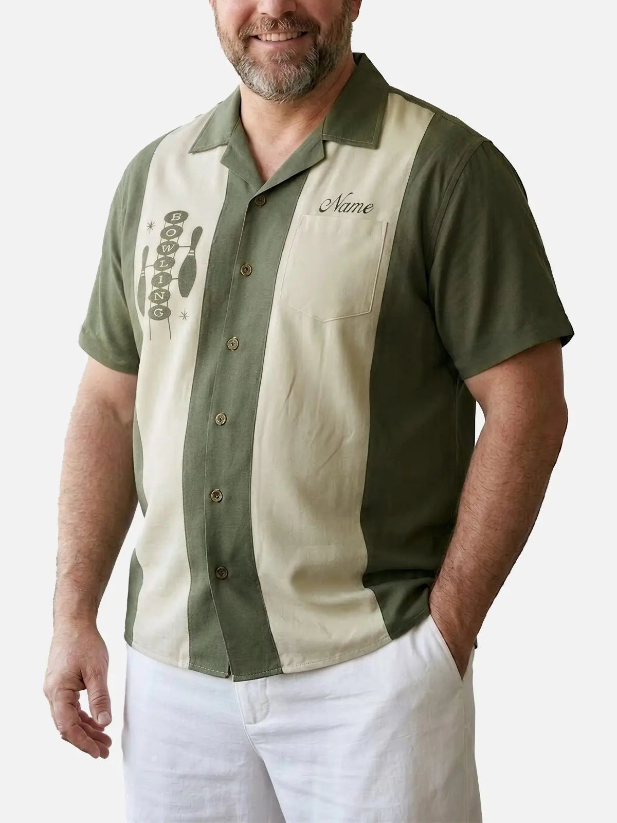 Tall Men's Custom Retro Bowling Sign Short Sleeve Shirt Eleven Oasis