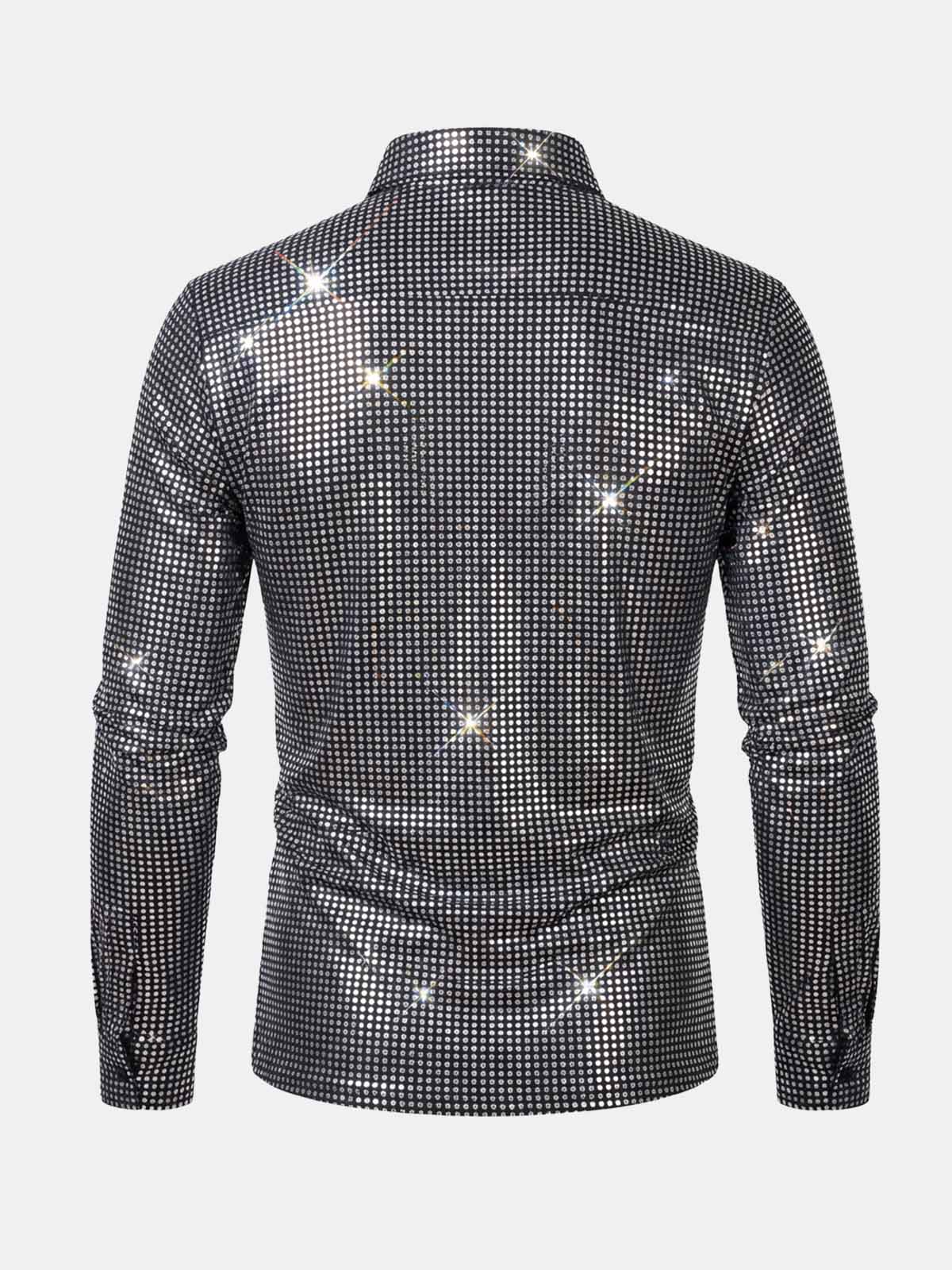 Men's Shiny Disco Long Sleeve Shirt ElevenOasis