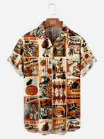 Men's Vintage Halloween Patches Short Sleeve ShirtMens short sleeve shirts Big and tall Mens shirts Short sleeve shirts for men Mens 4xl shirts Casual short sleeve shirts