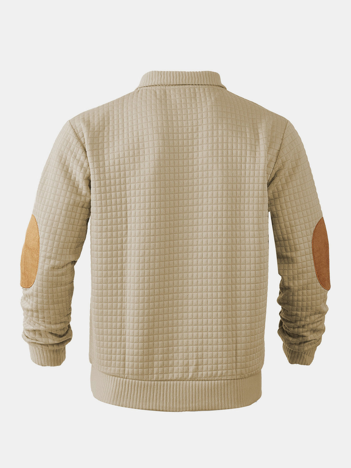 Men's Quilted Elbow Patch Mock Neck Pullover ElevenOasis