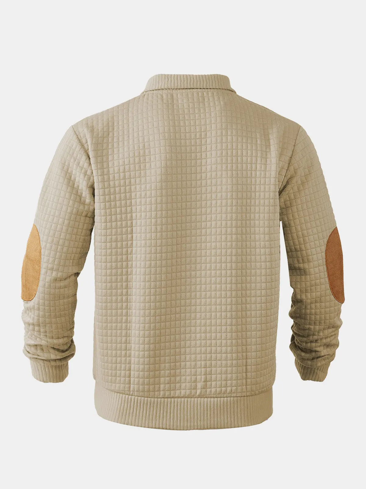 Men's Quilted Elbow Patch Mock Neck Pullover ElevenOasis